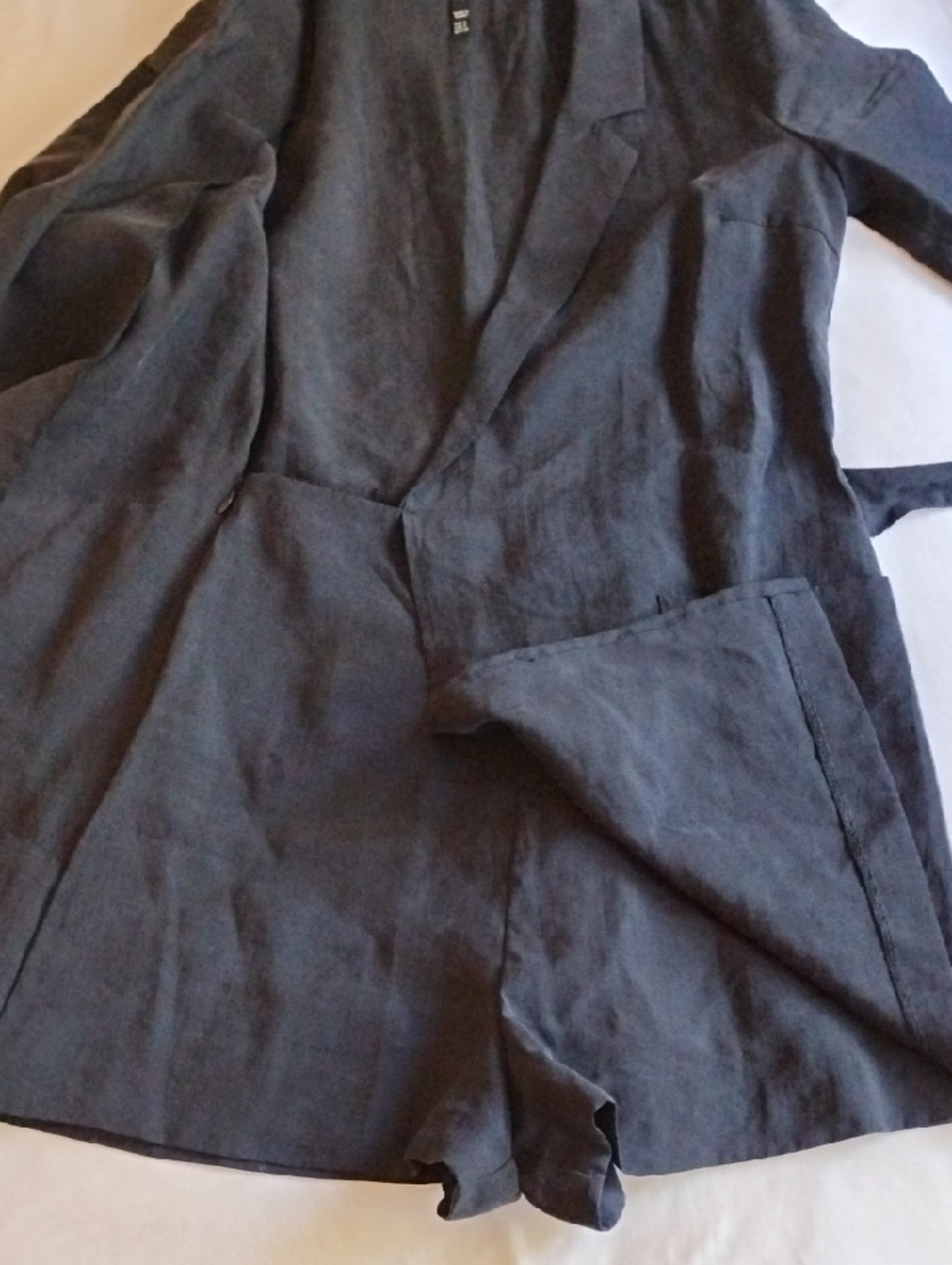 Zara Trafaluc Lyocell Wrap Romper S Blazer Skort Mini Dress Jumpsuit Faded Black - Picture 5 of 12